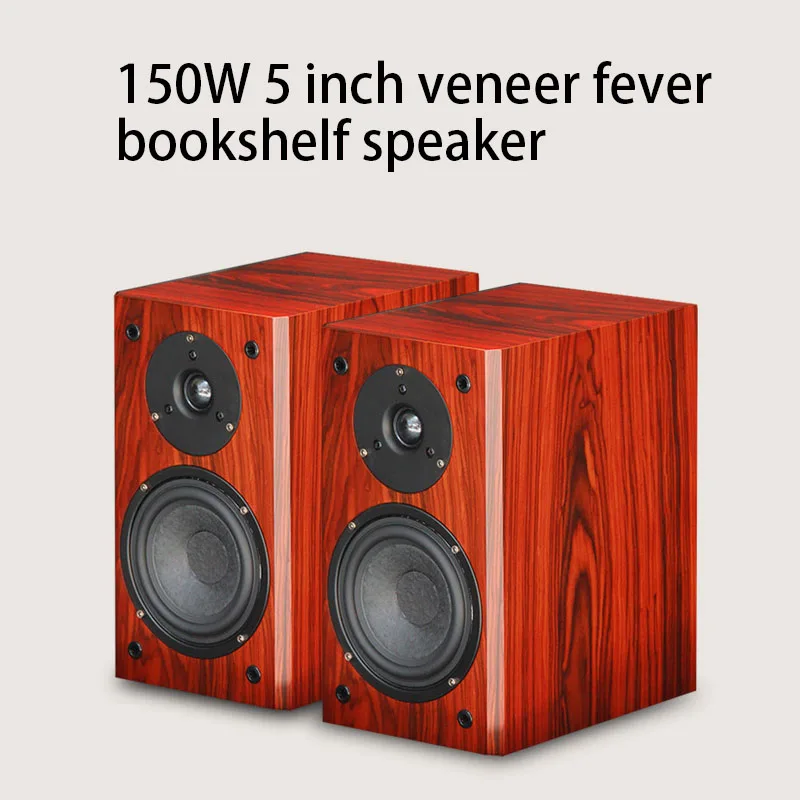 150W 4Ohm 5 Inch Rose Wood Veneer Speaker Fever Hifi Bookshelf Speaker 2.0 Passive 52Hz~ 20KHz Audio Wooden Pair Box