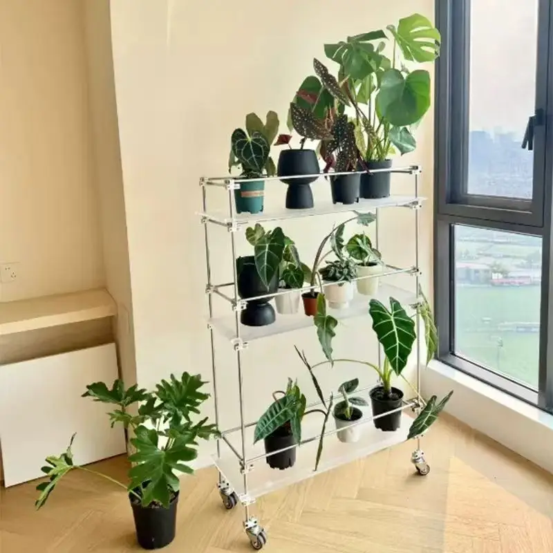 Simple and modern multi-layer shelves, saving space and easy to move