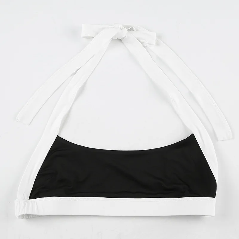 Color Patchwork Slim Skinny 2 Piece Set Women Tracksuits Sexy Lace Up Halter Backless Tank Crop Tops + Shorts Workout Yoga Suits