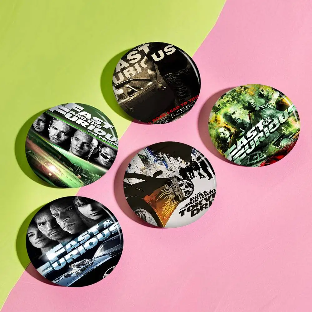 F-Fast and Furious Classic Movie Anime Button Pin Handmade Brooch for Clothes Cartoon Badge Backpack Jewelry Accessories