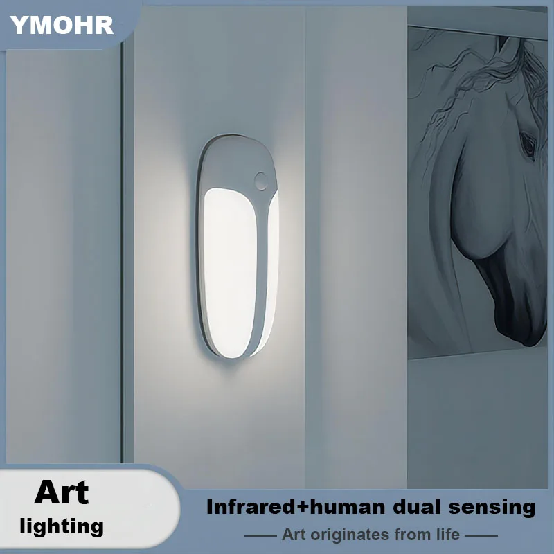 Firefly Sensor Night Light  USB-C Rechargeable Wall Light Dual Induction Dimming Led Lamps for Bedroom Bathroom Room Decoration