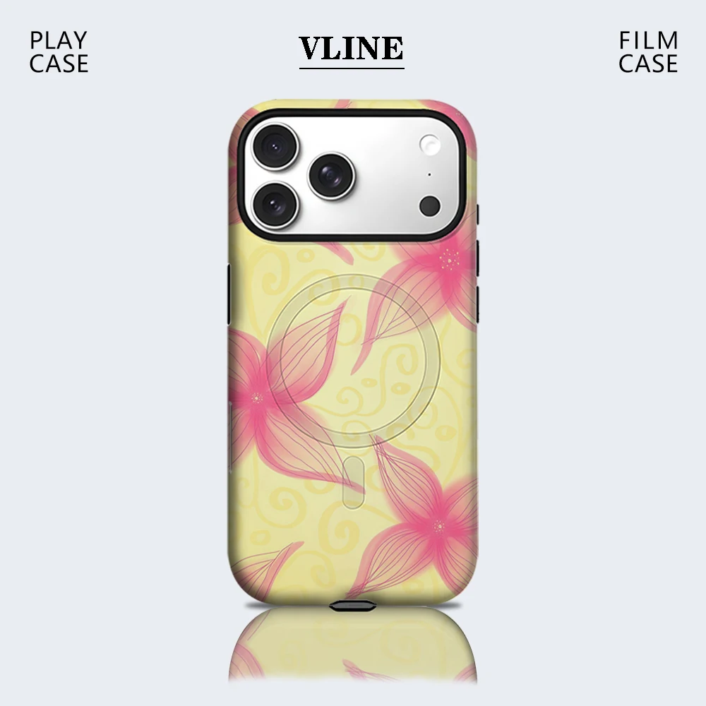 

Yellow Pink Floral Phone Case for Magnetic Phone Case for IPhone 17 16 15 14 13 Pro Max Plus Single Double-layer Tough Case