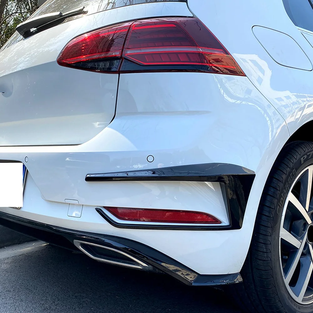 For -Golf 7.5 MK 7.5 GTD 2016-2019 Black Rear Bumper Splitter Canard Fog Lamp Light Air Vent Side Trim Cover
