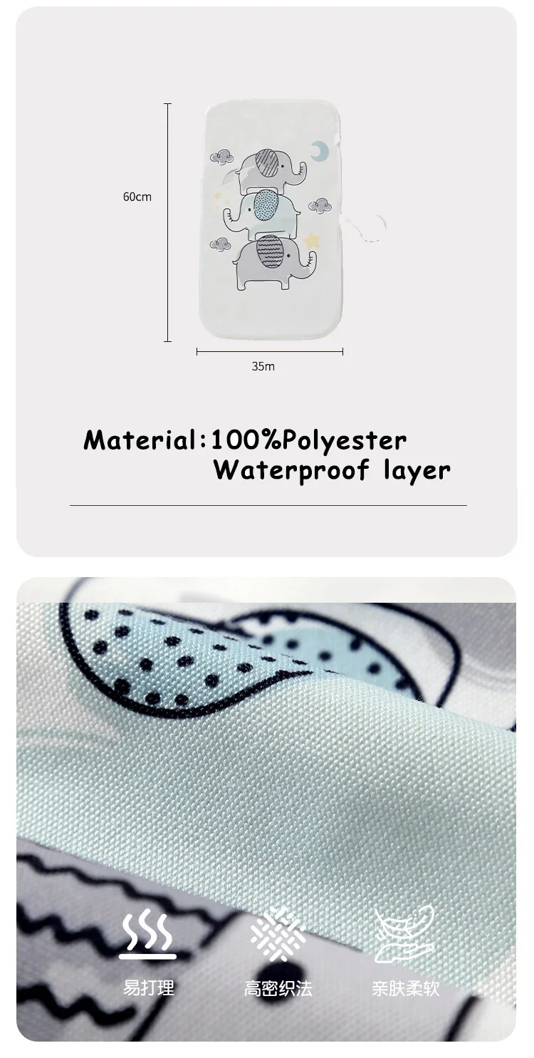 HappyFlute Washable Baby Diaper Changing Mat Soft Cotton Portable Changing Pad Waterproof Cover Mattress for Baby