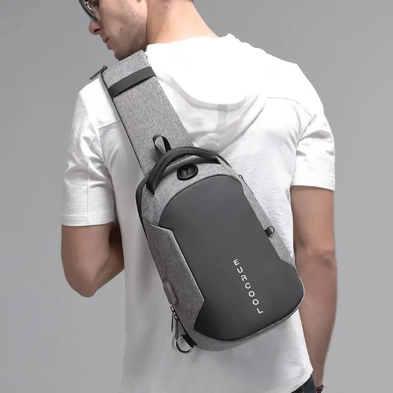 متعددة الوظائف Crossbody حقيبة صدر للرجال USB شحن ميناء السعاة حزمة مقاوم للماء حقائب كتف حبال للذكور Bolsas Masculina #3