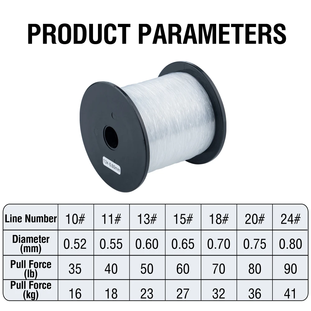 500 m Nylon-Angelschnur, weit werfender Angeldraht, robuste, starke, klare Monofilamentschnur (35–90 lb) – Detail 2