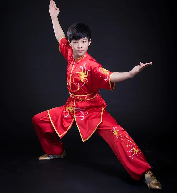 Custom Made Competition Kung Fu Uniform Tai Chi Wushu Performance Clothing Women Men Child Embroidery 2022 Red New Style