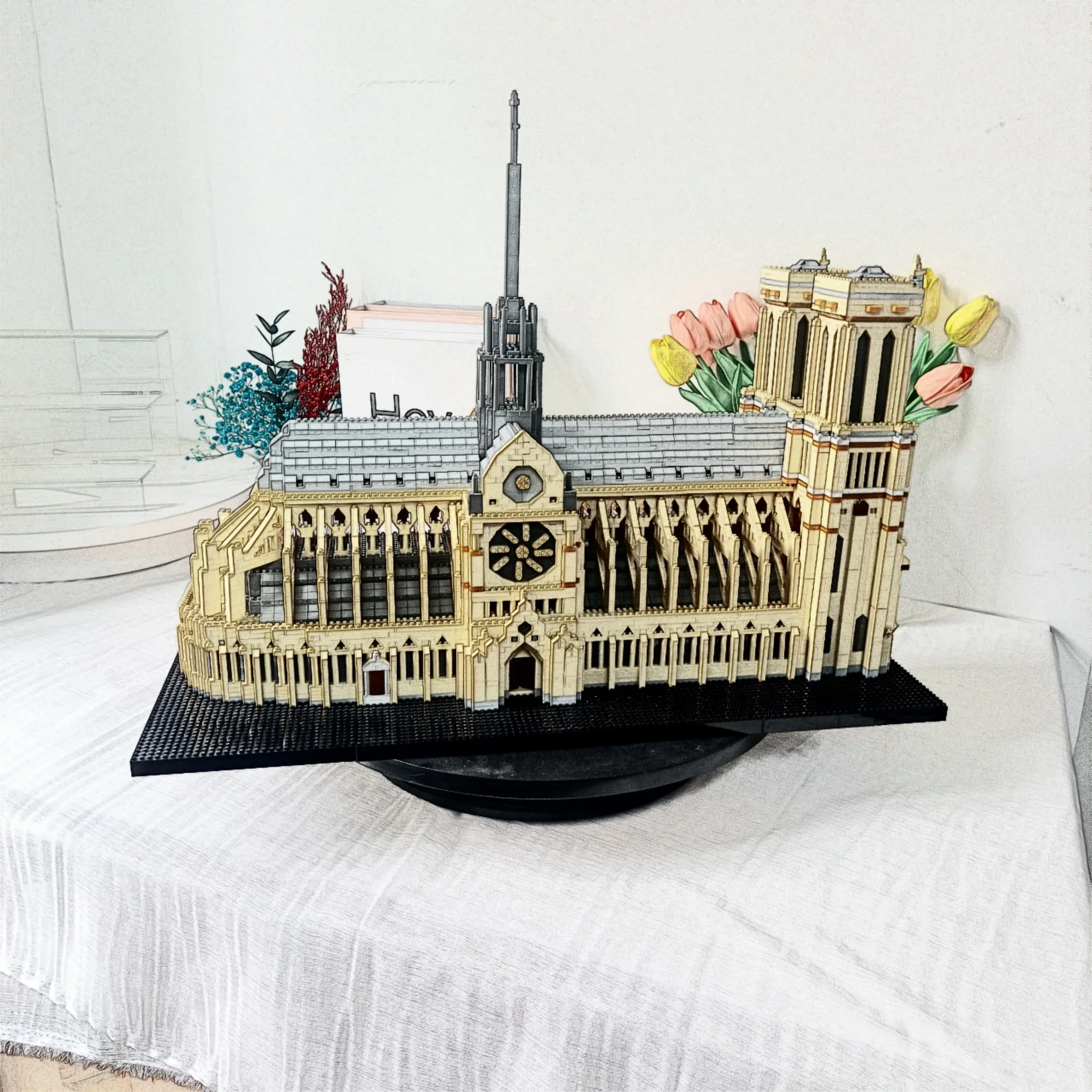 Knew construit 7000 pièces Paris Notre-Dame Micro blocs de construction 48 cm Kit de modèle d'architecture gothique pour les collectionneurs adultes décor à la maison