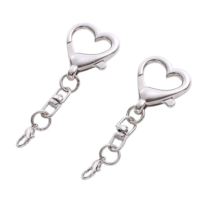 10Pcs Unique Alloy Heart Keyring Pendant Heart Shaped Clasp For DIY Projects