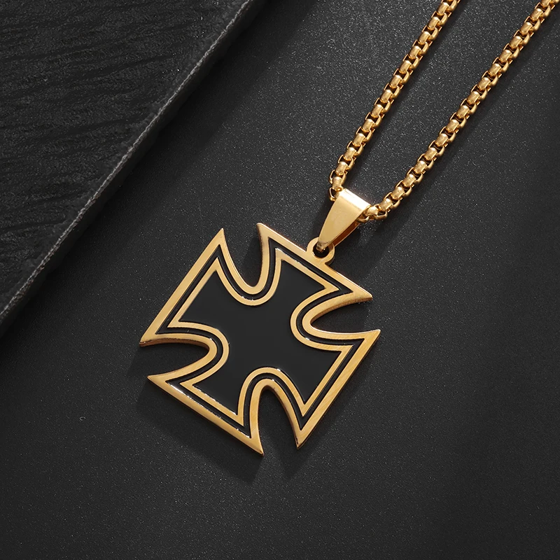 Fashion Trend Creative Design Wide Cross Stainless Steel Pendant Necklace for Men and Women With Versatile Personality