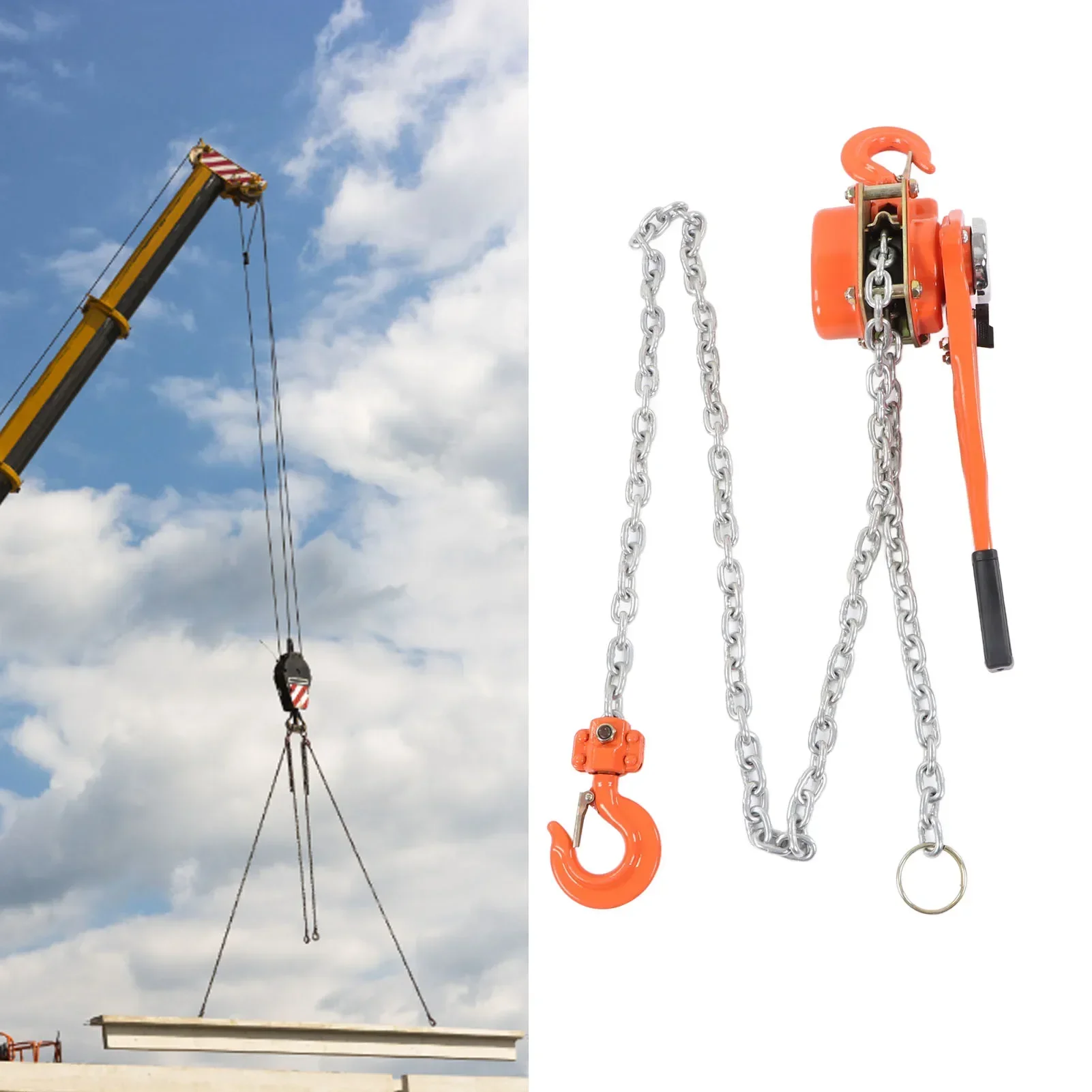 Lever Chain Hoist 1.5T 3300LBS Load Capacity 2.5M Manual Ratchet Chain Puller Hoist for Transportation Construction