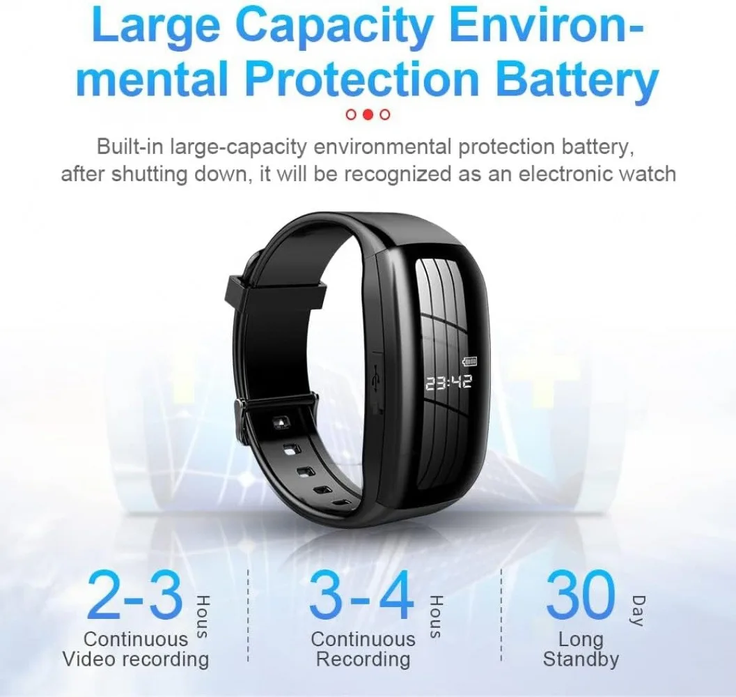 HD Mini Camera Watch 8-256GB Video Voice Recorder Bracelet USB Flash Driver Dictaphone Noise Reduce Sound Recording Wristband