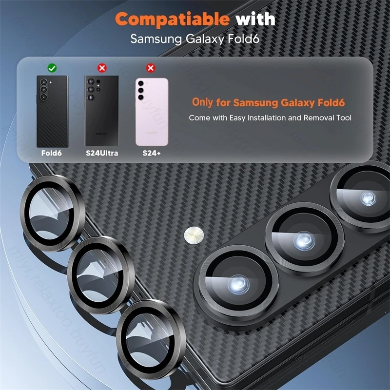 Etui Sumsung ZFold 6 9H Glass Matel Ring Camera Protector Cover GalaxyZFold6 GalaxyZ Fold 6 ZFold6 Lens Cap dla Samsung Z Fold6