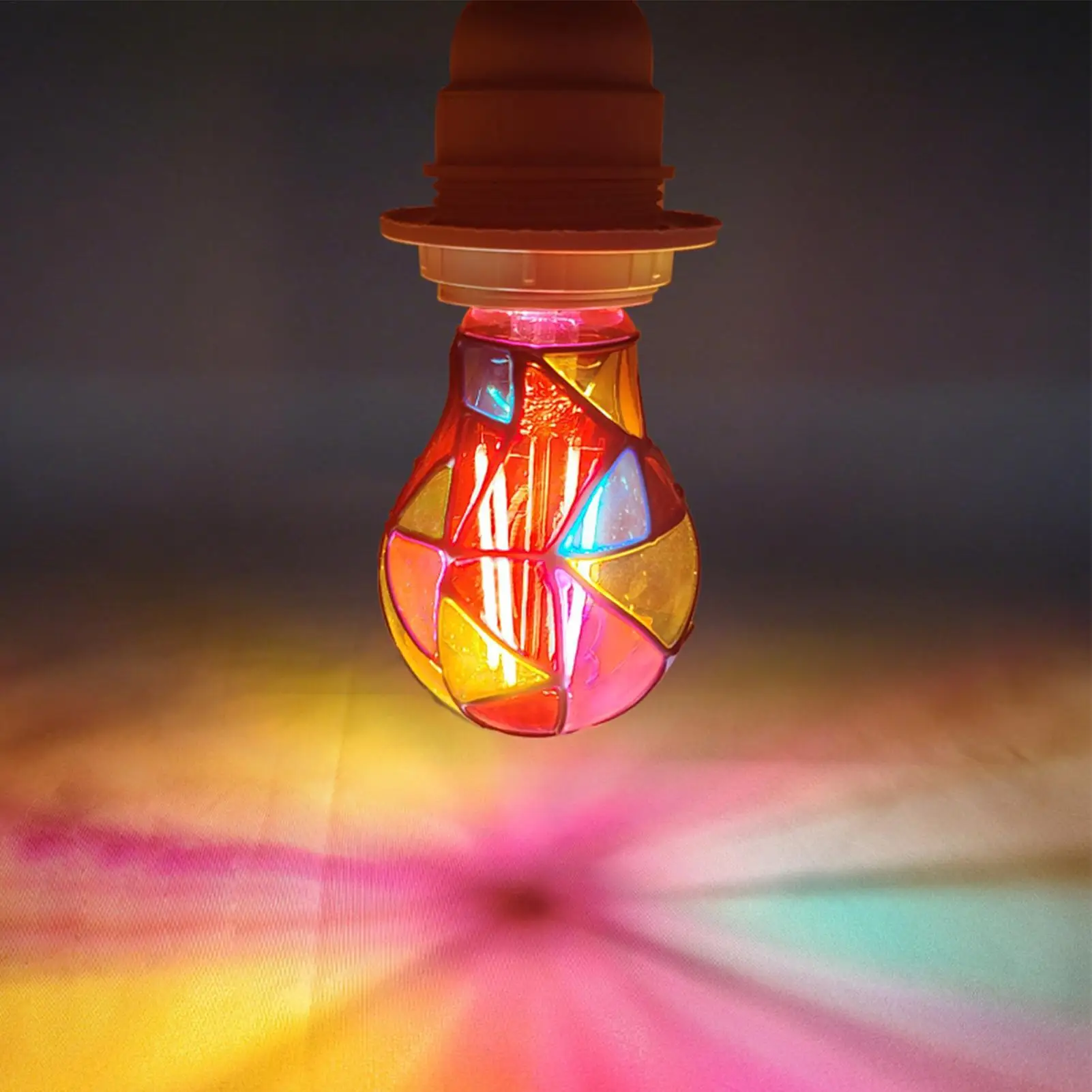 Decorative Light Bulbs E27 Base A60 6W Hand Painted Mosaic Lighting Christmas Lamp Bulb Home Office Holiday Party Decoration