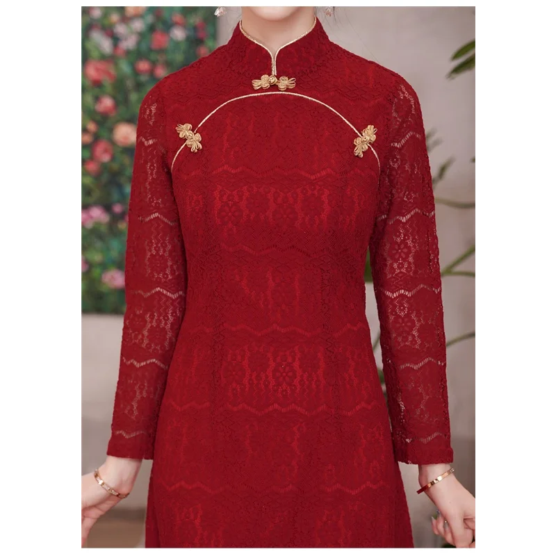 Plus size S-4XL Chinese retro autumn new fully naked bride engagement dress traditional women's clothing