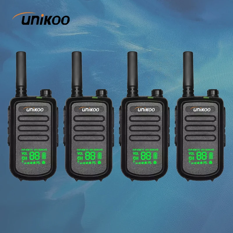 

UNIKOO UK253 Mini Walkie Talkie 4 PCS Type C Charging Long Range Communication Set Two Way Radios for Outdoors