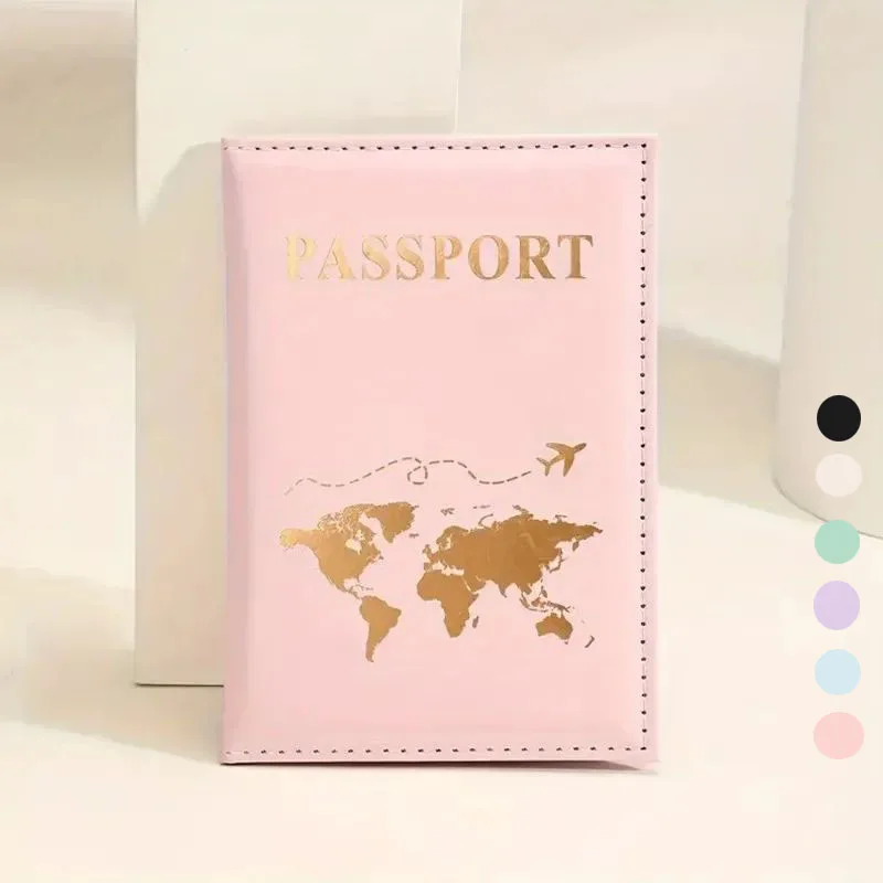 Soporte de pasaporte de PU lindo, funda protectora de pasaporte de viaje para pareja, identificación, tarjetero de crédito, accesorios de viaje