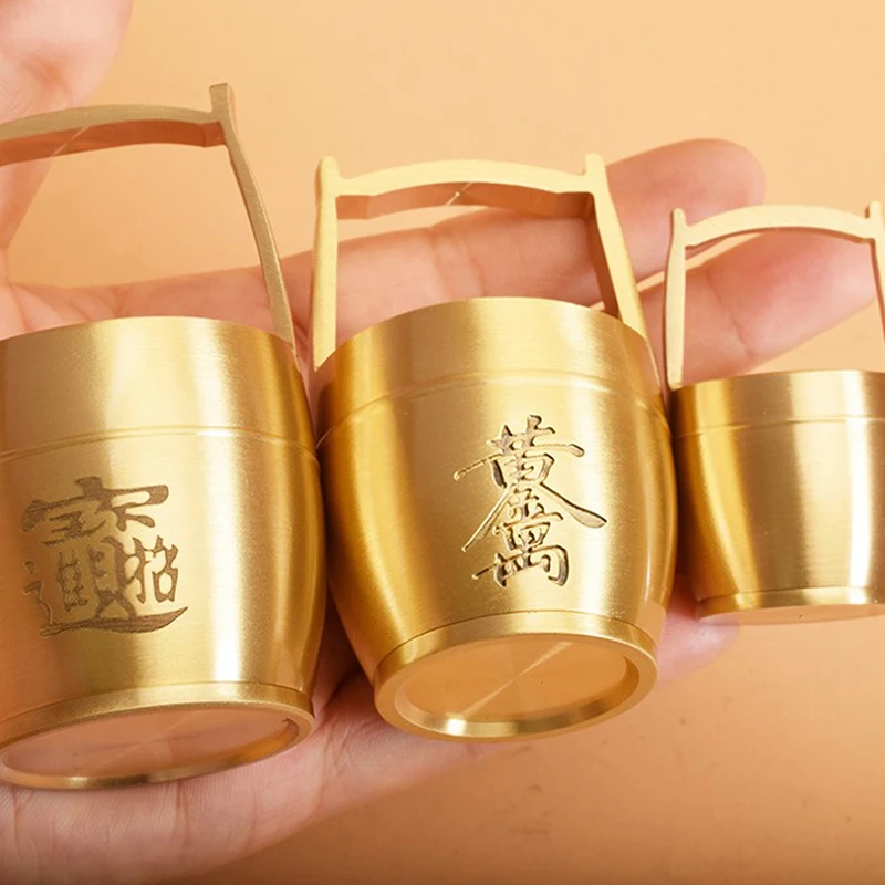 Pure Brass Bucket of Gold Ornament No Ingot Lucky Fortune Craft Feng Shui Ornament Home Desktop Decoration Gift