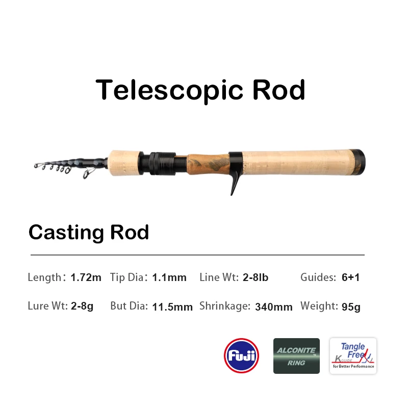 pure-lure PURELURE 1,50 m XUL BFS Teleskoprute 5ft Reiserute Forelle Spinning Casting Solid Tip Carbon Angelrute Kleine Köder Barschrute 10