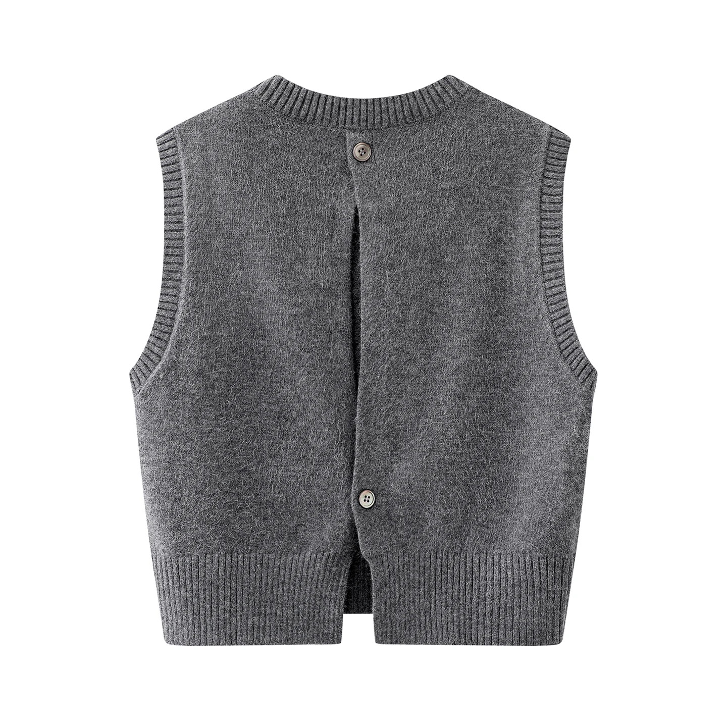 Ele ey Knitted Svel round Ne Vest for Women Casual Sle Faionable Layering Top Comfortable Breathable Polyes...