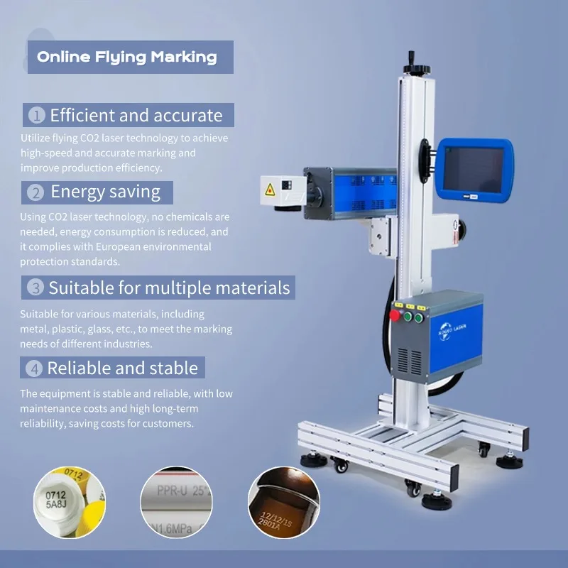 AOGEO Marking Machine Price Fiber Co2 UV Online Flying Laser Engraving Printing 20w 30w 50w  Laser Source Wavelength