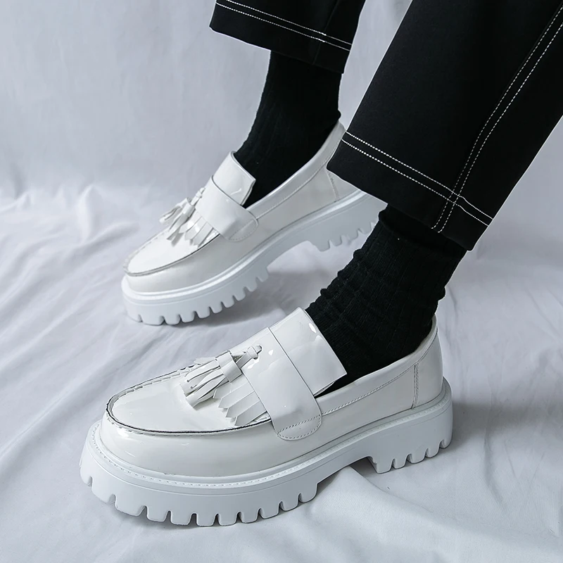 

Мужские деловые лоферы на толстой подошве, повседневные легкие дышащие модные кожаные туфли для пар, размеры 38-46