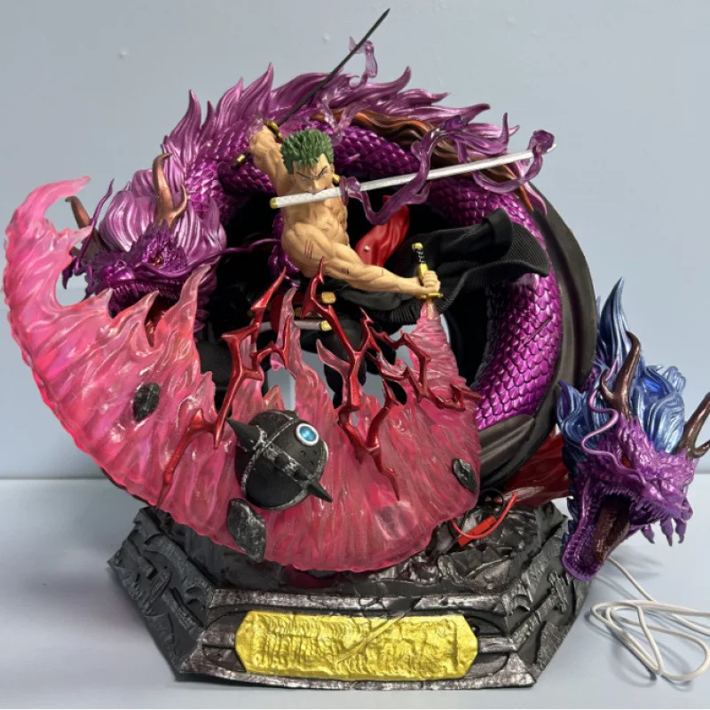 

Аниме-фигурка One Piece: Ророноа Зоро, Дракон-торнадо с двумя головами, со светодиодной подсветкой, ПВХ, в коробке, коллекционная статуэтка, настольное украшение