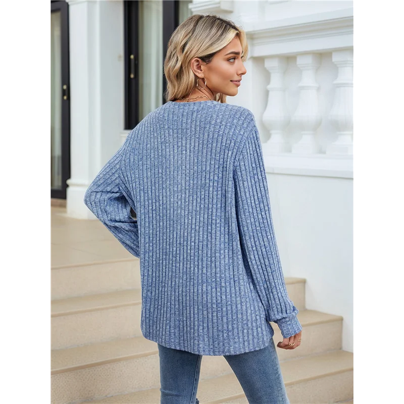 

Womens Henley Long Sleeve Shirt Fall V Neck Fashion Dreesy Casual Sweaters Clothes Trendy Outfits