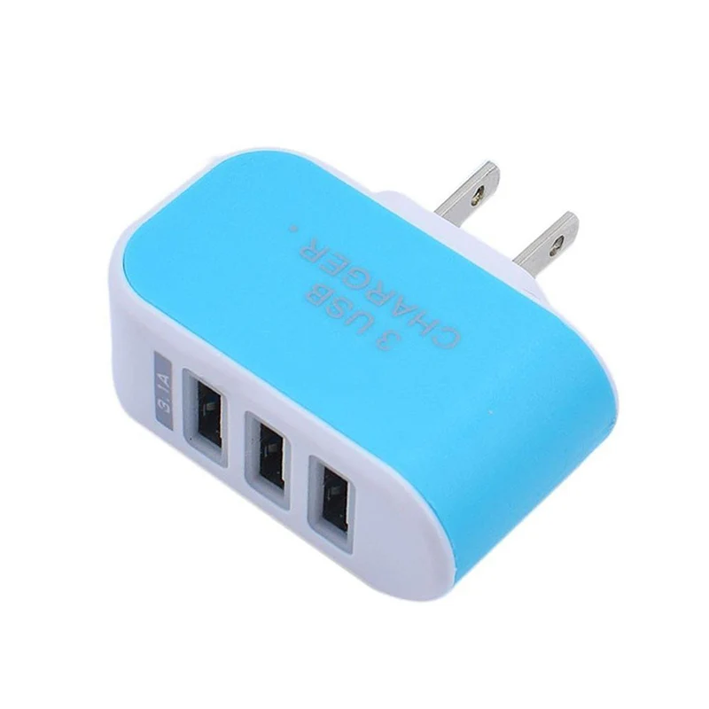 Soket steker pengisi daya untuk ponsel, adaptor pengisi daya 2A 100-240V 3 Port USB Hub catu daya untuk pengisian perjalanan colokan standar EU