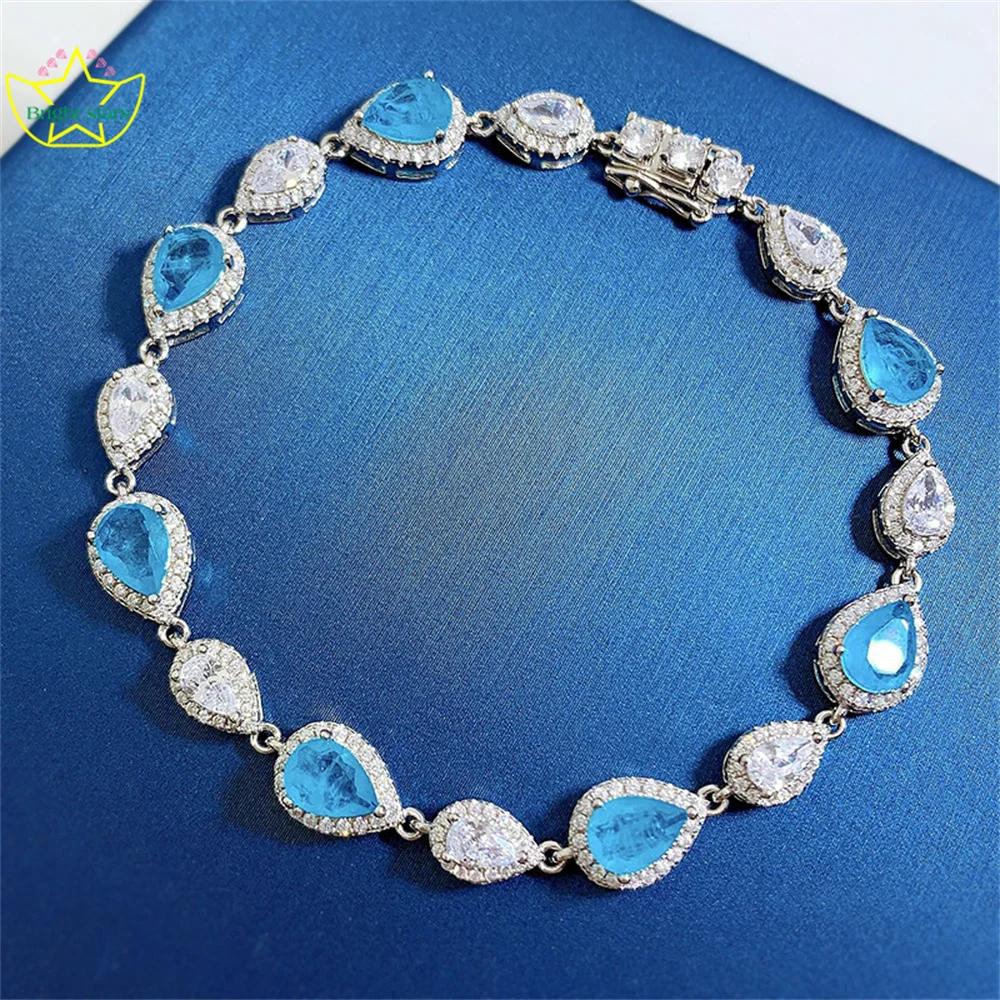 Яркие звезды, новый стиль, имитация браслета Параиба 5*7, модный браслет на 1 карат для женщин