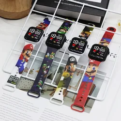 NEW Mario bro children's watch cartoon figure dolls print Luigi LED digital sport electronic watch for boys girls birthday gifts