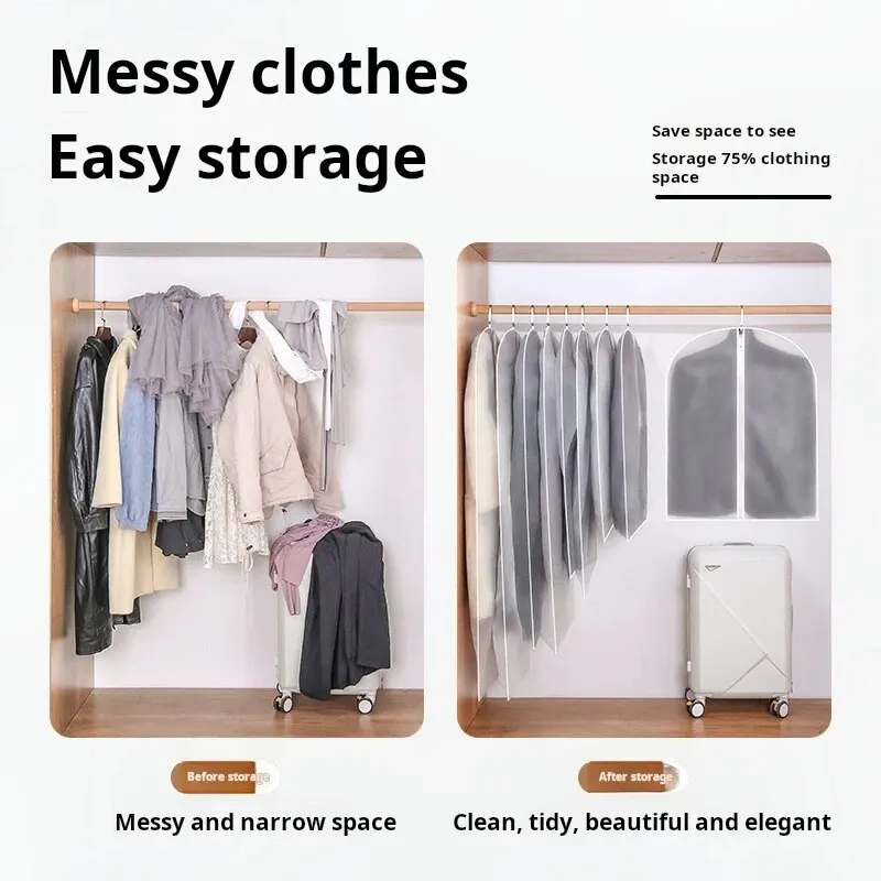 5pcs Clothes Dust Cover Transparent Waterproof Moisture Resistant Dustproof Breathable Clothes Storage Bag