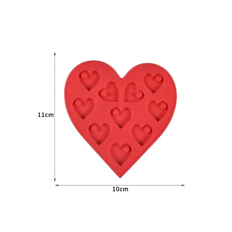 DIY liontin kristal epoksi cetakan Resin anting berbentuk hati dengan lubang cinta Hari Valentine coklat cetakan silikon