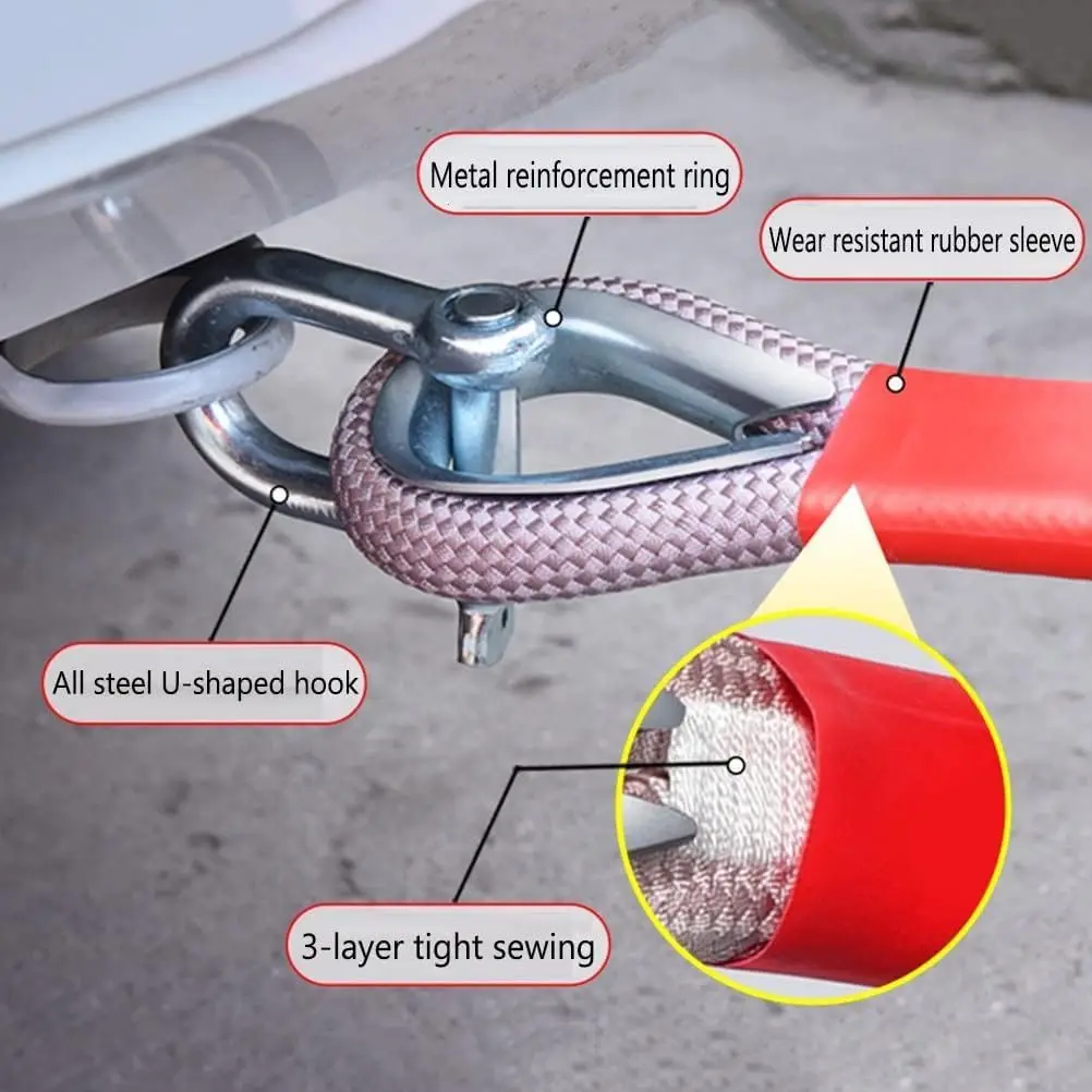 

Несколько размеров, автомобильный уличный внедорожный прицеп, буксирный трос, аварийно-спасательный трос, более толстый автомобильный нейлоновый нейлоновый трос, меняющий цвет