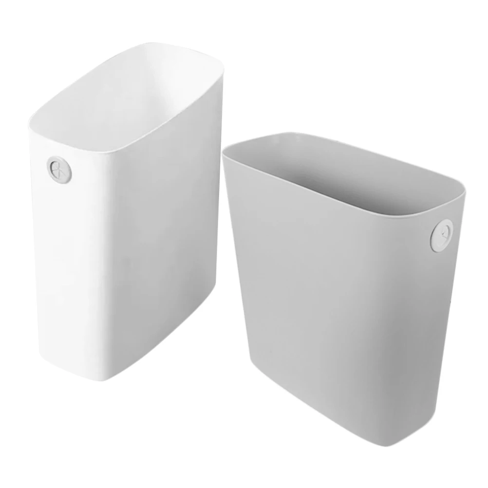 

2pcs Rectangular Garbage Basket Narrow Waste Can No Lid Kitchen Bin Household Trash Bucket For Bathroom Bedroom Office