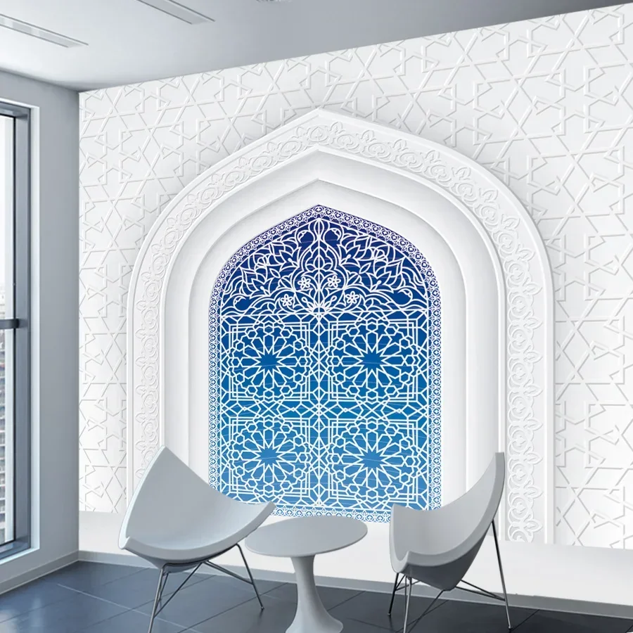 Modern Wall Papers Home Decor Peel and Stick Wallpaper for Living Room Decoration Doors Mosque Geometric European Mural Stickers