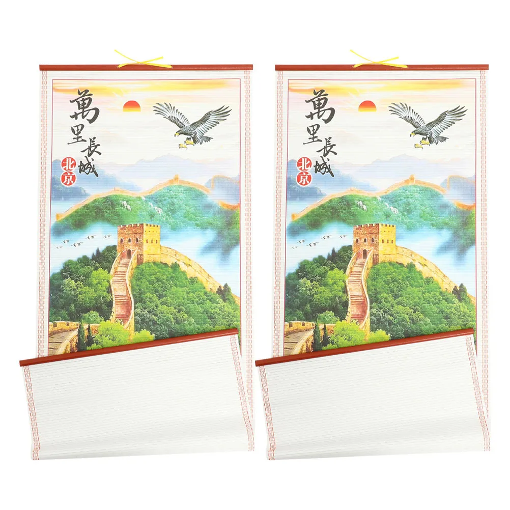 

2Pcs 2025 Snake Year Calendar Chinese Wall Scroll High Resolution Faux Rattan Hanging Design Lunar Date Tracker for Living Room