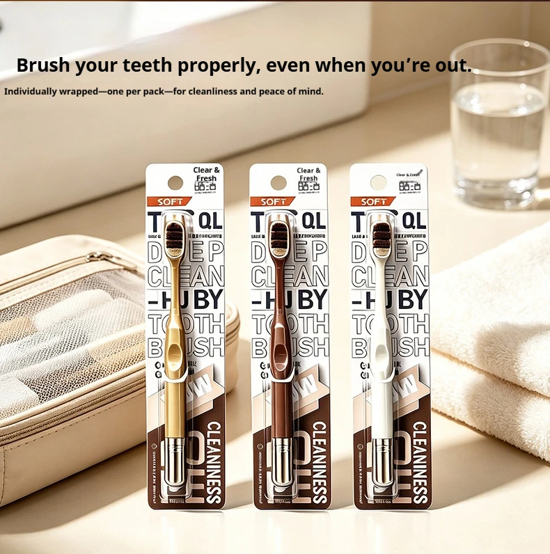 4/2 Pieces in Random Colors, Luxury Gold-Plated Multi-Bristle Toothbrush, Individually Packaged Soft Bristle Toothbrush for Adult Home Use, Gum-Protecting Toothbrush Family Pack, Multi-Bristle Toothbrush for Teeth Clea