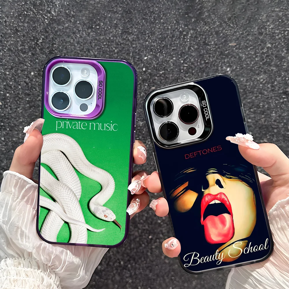 D-Deftones Band Phone Case For IPhone 17 16 15 14 13 12 11 Pro Max Plus Mini IMD Color Silver Shell