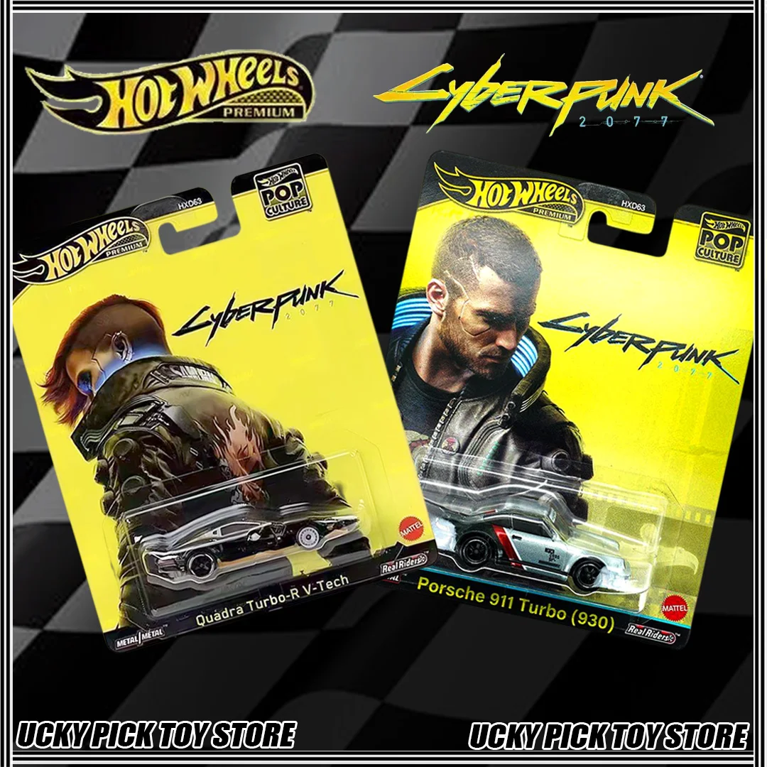 Hot Wheels HXD63 Pop Culture Cyberpunk 2077 Quadra Turbo-R V-Tech Porsche 911 Turbo Airwolf Peanuts Snoopy Modelo de Coche