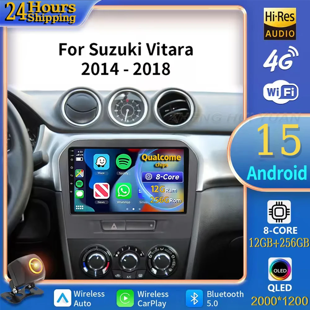 

Для Suzuki Vitara 2014-2018 Android 15, автомобильный радиоприемник, мультимедийный плеер, Android Auto Carplay, головное устройство, навигация, GPS