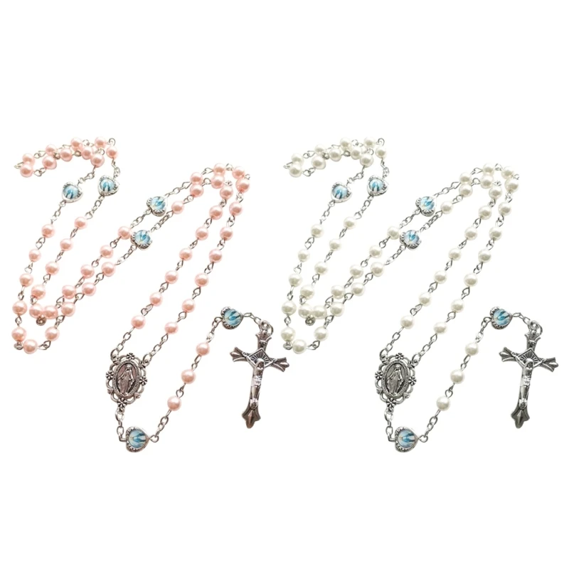 Cross-Necklace Catholic Chain Rosary Necklace Jewelry Holy Land Religious Gifts