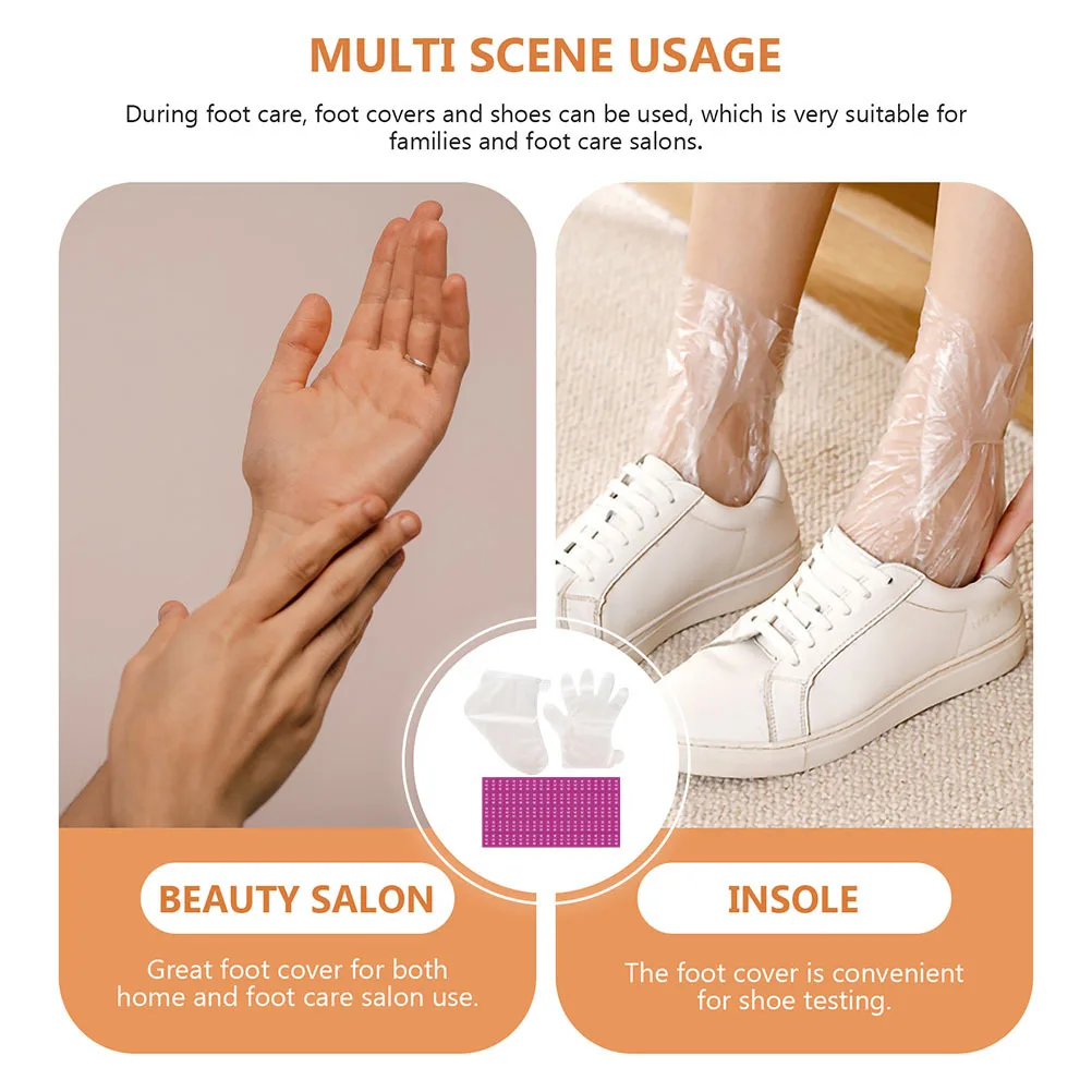 1 مجموعة بطانات شمع البارافين أكياس القدم البلاستيكية قفازات اليد للسبا العناية بالبشرة السفر المحمولة قفازات القدم باديكير بطانات #5