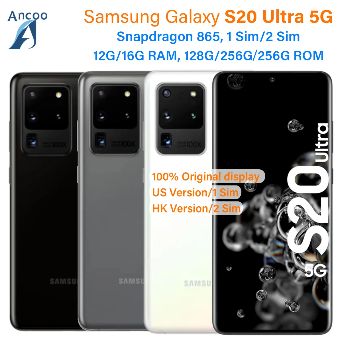 Samsung Galaxy S20 Ultra G988U1 G9880 128G/256G/512G Snapdragon 865 Octa Core 6.9