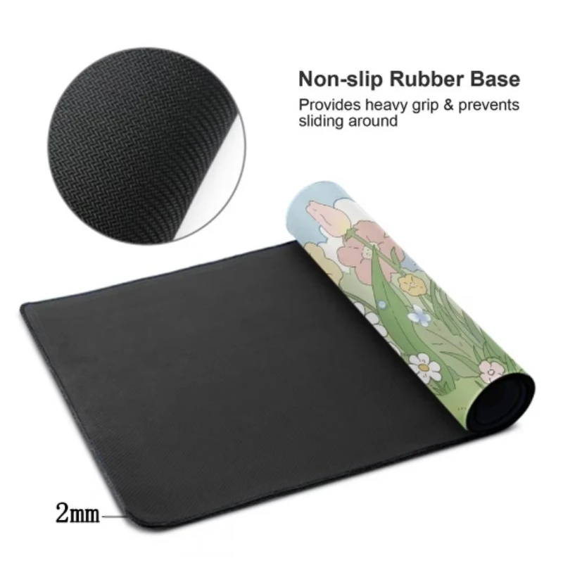 Kawaii Mouse Pad Green Anime HD Desk Pad Extended Gaming Keyboard Mats Cute Anti Slip Lock Edge Cartoon Style Non-Slip Mat