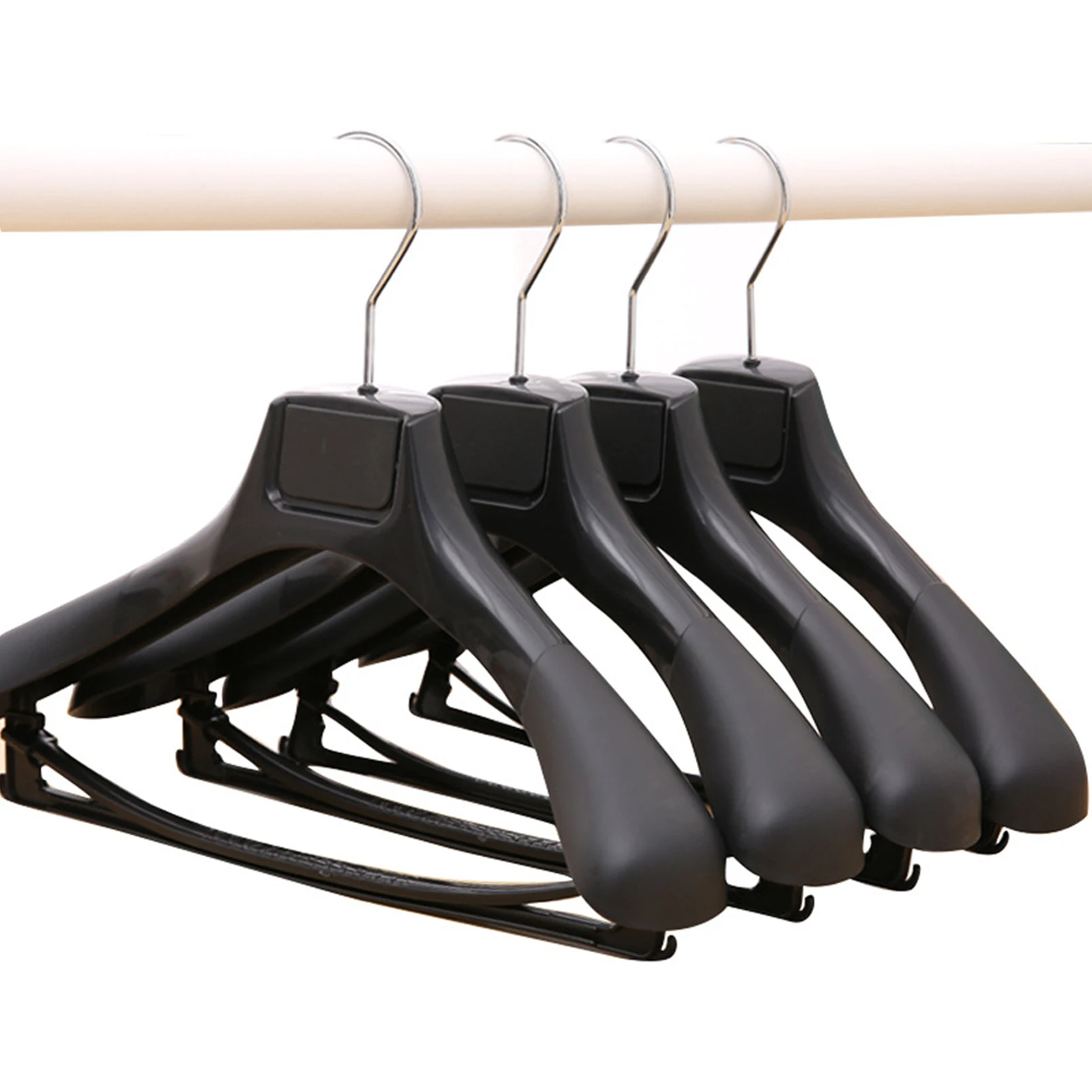 5pcs Wide Shoulder Plastic Clothing Hanger Suit Clothes Hanger Seamless Coat Drying Racks Wardrobe Room Storage Organizer