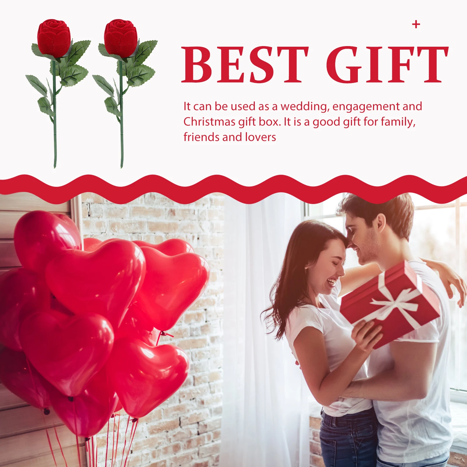 

2Pcs Luxury Rose-Shaped Ring Box Compact Jewelry Gift Box for Wedding Engagement Delicate Ring Case Jewelry Case