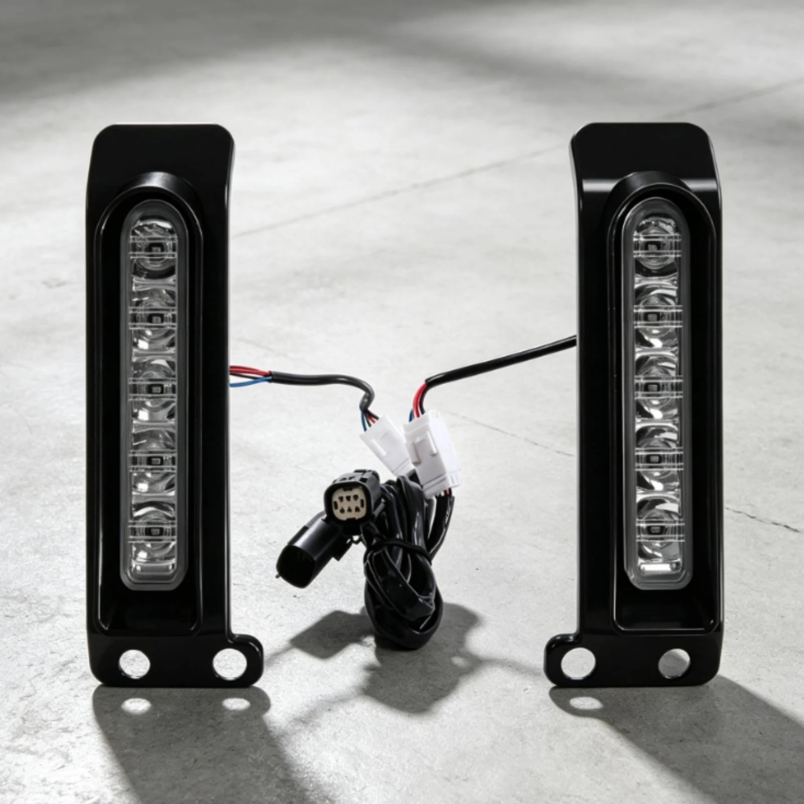 LED Motorcycle Lights Rectangular Motorcycle Lights with Wiring Harness Wiring Harness with Plugs Black Waterproof