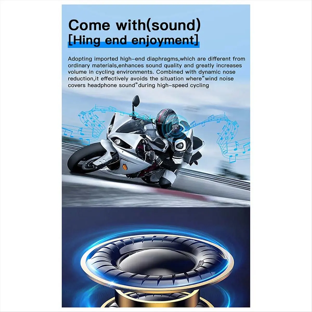 Compatible LX5 Motorcycle Helmet Headphones Mesh Intercom for 10 Riders 2000m Hands-Free Speaker, Bluetooth 5.3 Waterproof 1pcs