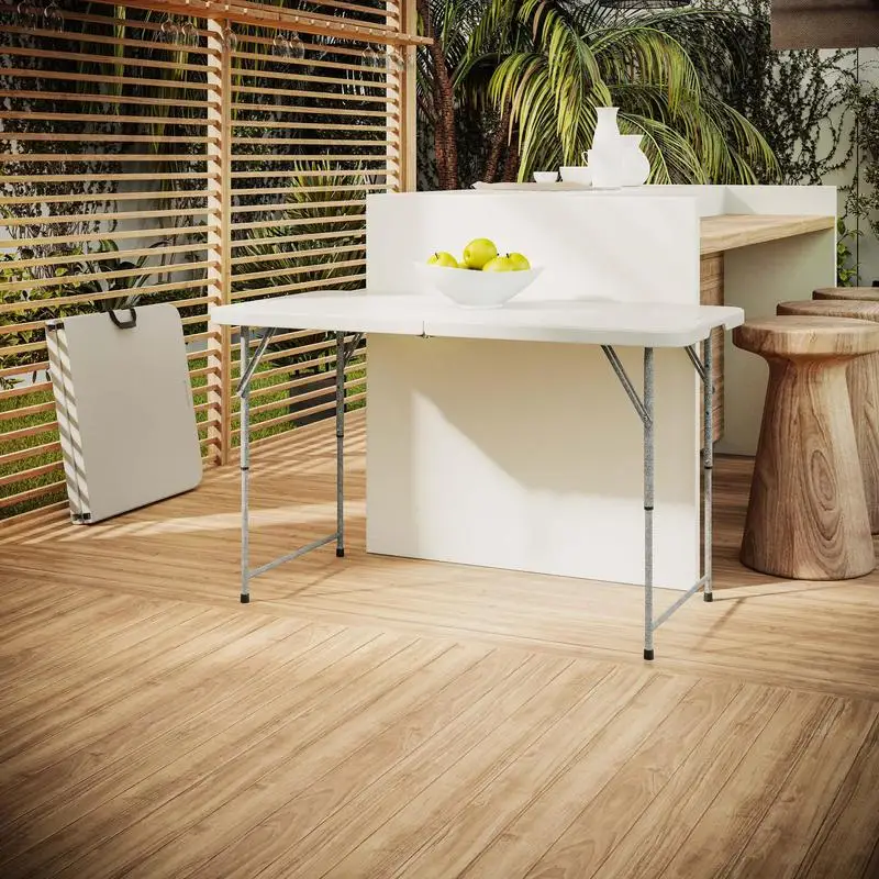 طاولة قابلة للطي قابلة للتعديل من الجرانيت الأبيض بطول 4 أقدام مع مقبض للحمل #1